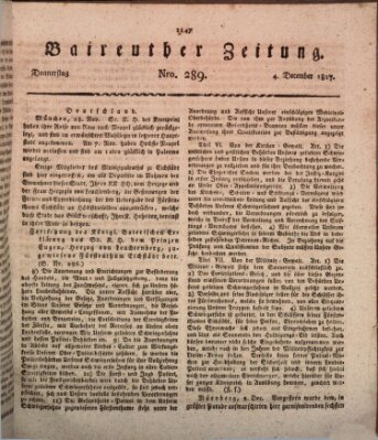 Bayreuther Zeitung Donnerstag 4. Dezember 1817