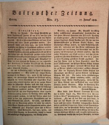 Bayreuther Zeitung Samstag 17. Januar 1818