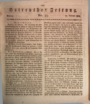 Bayreuther Zeitung Sonntag 15. Februar 1818