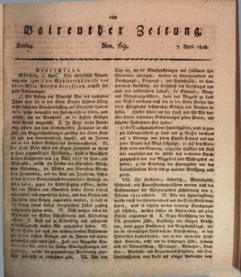 Bayreuther Zeitung Dienstag 7. April 1818