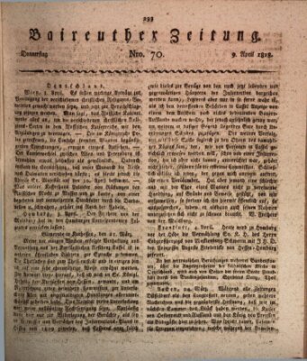 Bayreuther Zeitung Donnerstag 9. April 1818