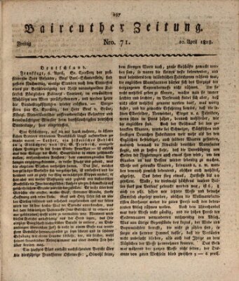 Bayreuther Zeitung Freitag 10. April 1818