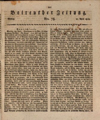 Bayreuther Zeitung Montag 20. April 1818