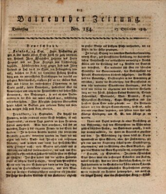 Bayreuther Zeitung Donnerstag 17. September 1818