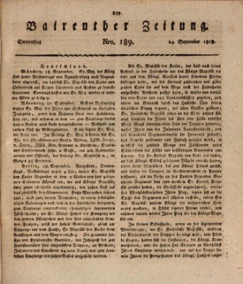 Bayreuther Zeitung Donnerstag 24. September 1818