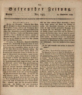 Bayreuther Zeitung Dienstag 29. September 1818