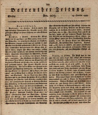 Bayreuther Zeitung Dienstag 13. Oktober 1818