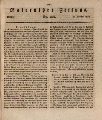 Bayreuther Zeitung Mittwoch 21. Oktober 1818