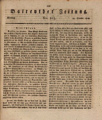 Bayreuther Zeitung Dienstag 27. Oktober 1818