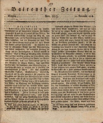 Bayreuther Zeitung Dienstag 10. November 1818