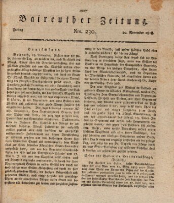 Bayreuther Zeitung Freitag 20. November 1818