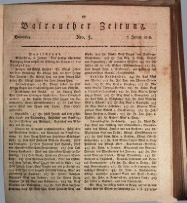 Bayreuther Zeitung Donnerstag 7. Januar 1819