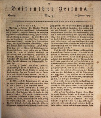 Bayreuther Zeitung Sonntag 10. Januar 1819