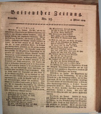 Bayreuther Zeitung Donnerstag 4. Februar 1819