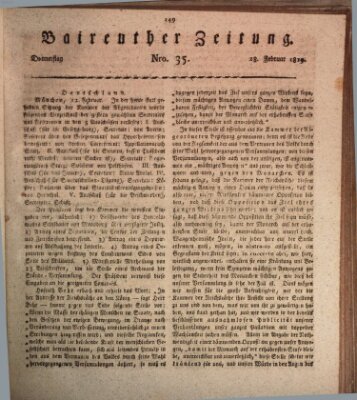 Bayreuther Zeitung Donnerstag 18. Februar 1819