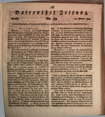 Bayreuther Zeitung Dienstag 23. Februar 1819