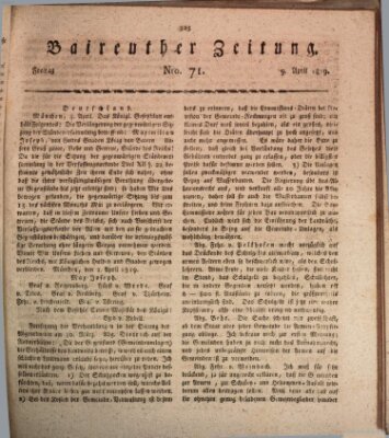 Bayreuther Zeitung Freitag 9. April 1819