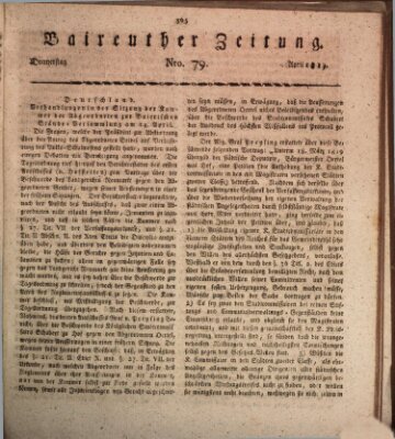 Bayreuther Zeitung Donnerstag 22. April 1819