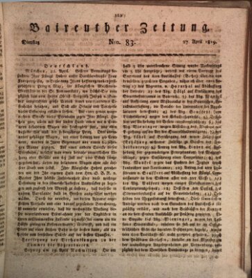 Bayreuther Zeitung Dienstag 27. April 1819