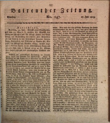 Bayreuther Zeitung Dienstag 27. Juli 1819