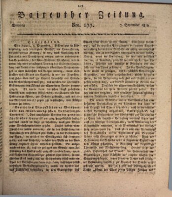 Bayreuther Zeitung Dienstag 7. September 1819