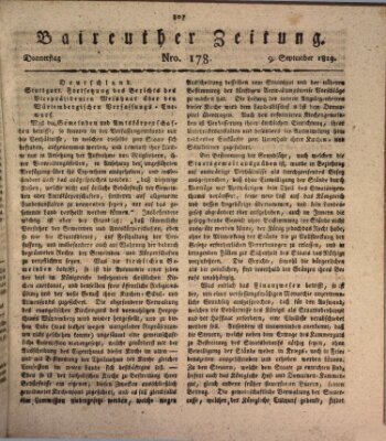 Bayreuther Zeitung Donnerstag 9. September 1819