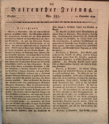 Bayreuther Zeitung Dienstag 14. September 1819