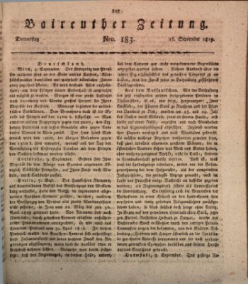 Bayreuther Zeitung Donnerstag 16. September 1819