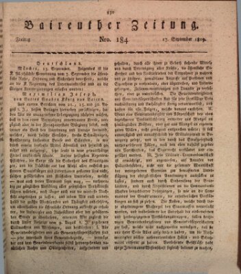 Bayreuther Zeitung Freitag 17. September 1819