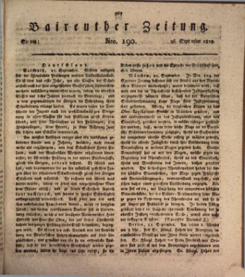 Bayreuther Zeitung Sonntag 26. September 1819