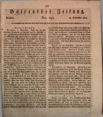 Bayreuther Zeitung Dienstag 28. September 1819