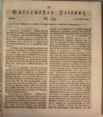 Bayreuther Zeitung Freitag 1. Oktober 1819