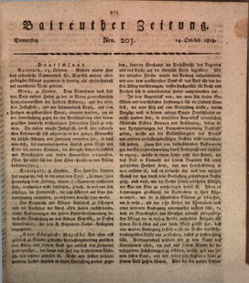 Bayreuther Zeitung Donnerstag 14. Oktober 1819