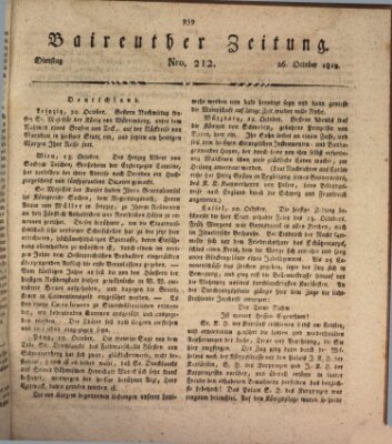 Bayreuther Zeitung Dienstag 26. Oktober 1819