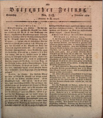 Bayreuther Zeitung Donnerstag 4. November 1819