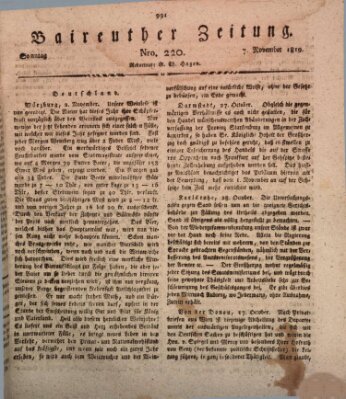 Bayreuther Zeitung Sonntag 7. November 1819