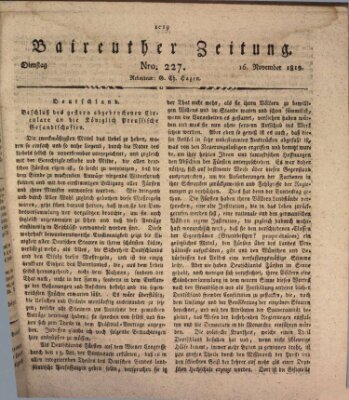 Bayreuther Zeitung Dienstag 16. November 1819