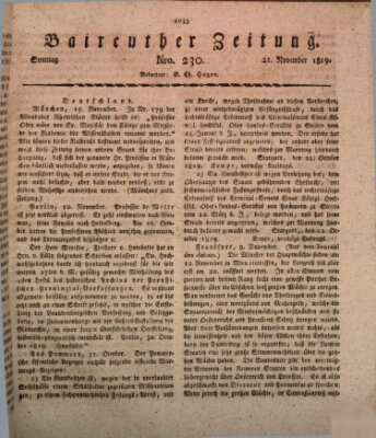 Bayreuther Zeitung Sonntag 21. November 1819