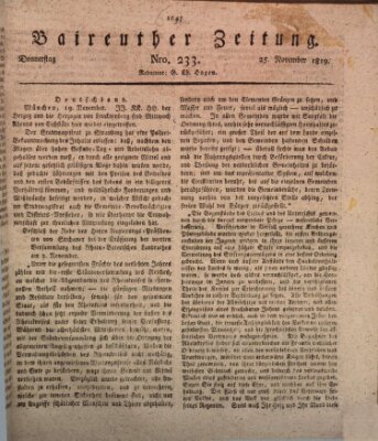 Bayreuther Zeitung Donnerstag 25. November 1819