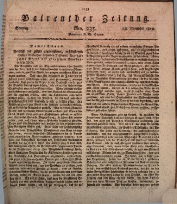 Bayreuther Zeitung Sonntag 28. November 1819