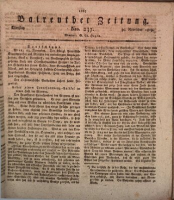 Bayreuther Zeitung Dienstag 30. November 1819