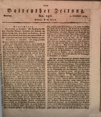 Bayreuther Zeitung Sonntag 5. Dezember 1819