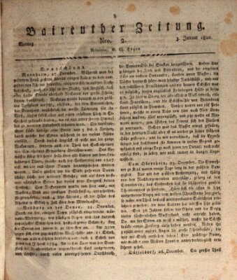 Bayreuther Zeitung Montag 3. Januar 1820