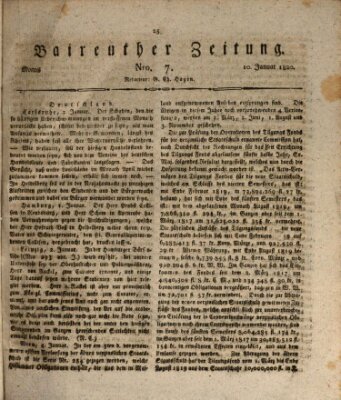 Bayreuther Zeitung Montag 10. Januar 1820