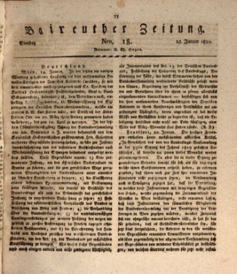 Bayreuther Zeitung Dienstag 25. Januar 1820