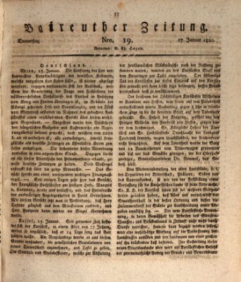 Bayreuther Zeitung Donnerstag 27. Januar 1820