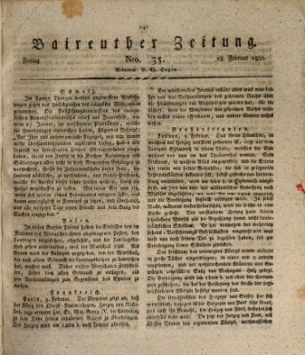 Bayreuther Zeitung Freitag 18. Februar 1820