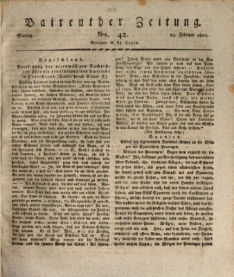 Bayreuther Zeitung Dienstag 29. Februar 1820