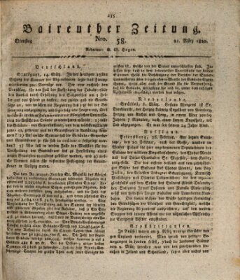 Bayreuther Zeitung Dienstag 21. März 1820