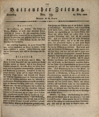 Bayreuther Zeitung Donnerstag 23. März 1820